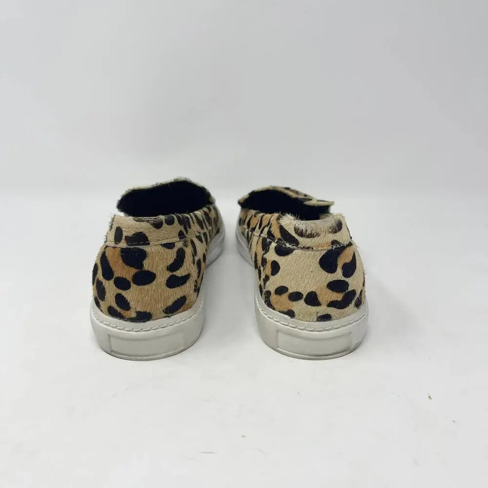Jeffrey Campbell Calf Hair Leopard Print SKIP-FUR‎ Leather Slip-On Sneakers